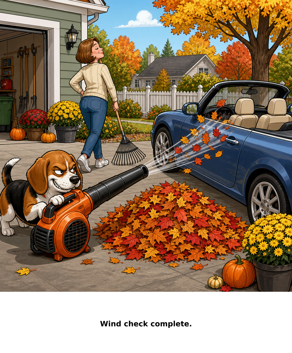 Daily Evil Beagle cartoon for September 3, 2026: She mistook the pause for obedience.